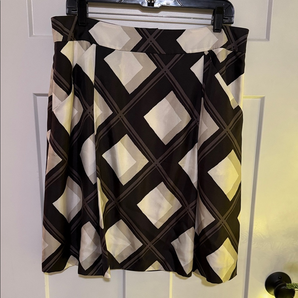 Geometric Brown and White Women's Skirt